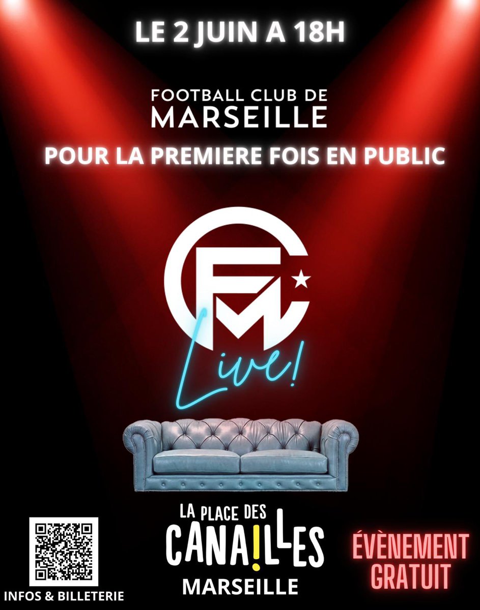 ‼️Débat Foot Marseille pour la 1ere fois en Public‼️ 🗓️Dimanche 2 Juin à partir 18h Nous vous invitons à assister notre émission événement de fin de saison dans un cadre exceptionnel à la Place des Canailles. De nombreuses de surprises au programme, nous comptons sur vous !