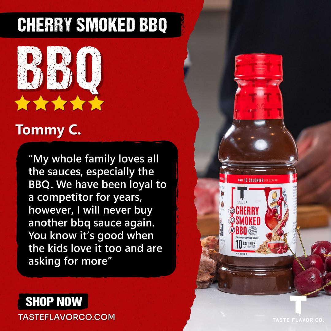 Flavor and taste your entire family can enjoy! 🧑‍🧑‍🧒‍🧒 

🍒Cherry Smoked BBQ🪵

✅10-calories
✅ No Sugar Added
✅ Vegan
✅ REAL Ingredients

tasteflavorco.com 🔗

#tasteflavorco #sauces #cherrysmokedbarbecue #tasteflavor #lowcarb #lowcal #lowcalorie #reviews