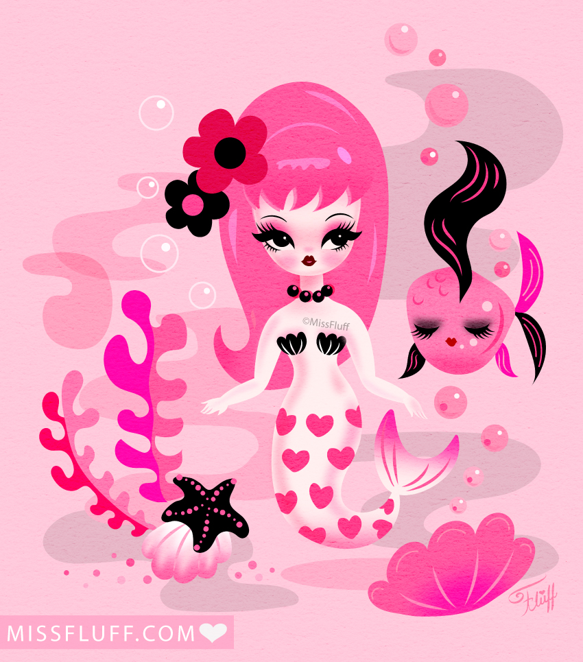 💖 Happy Mermaid Monday 💖
A little mod mermaid in a sea of pink! 
💋
#mermaidmonday #mermay2024 #cutearteveryday #vintagevibes #pinkpinkpink #pinkaesthetic