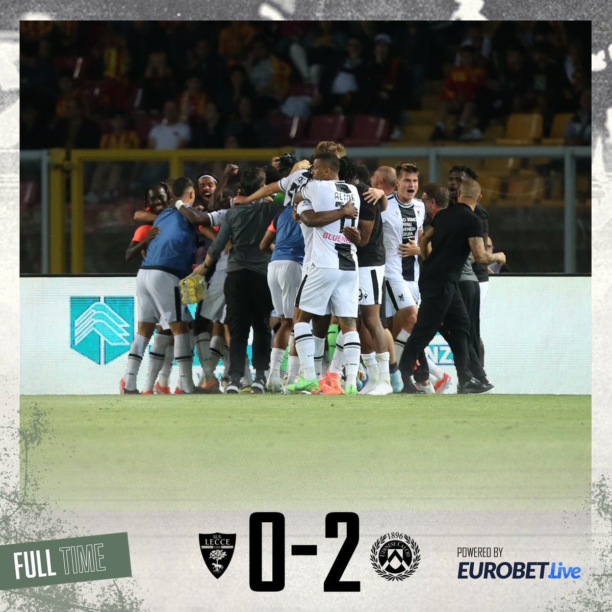Udinese_1896's tweet image. #LecceUdinese 0-2

90+5’ - FINISCE QUI!!! TUTTI INSIEME 🤍🖤

⚪️⚫️ #ForzaUdinese #AlèUdin #WePlayForU