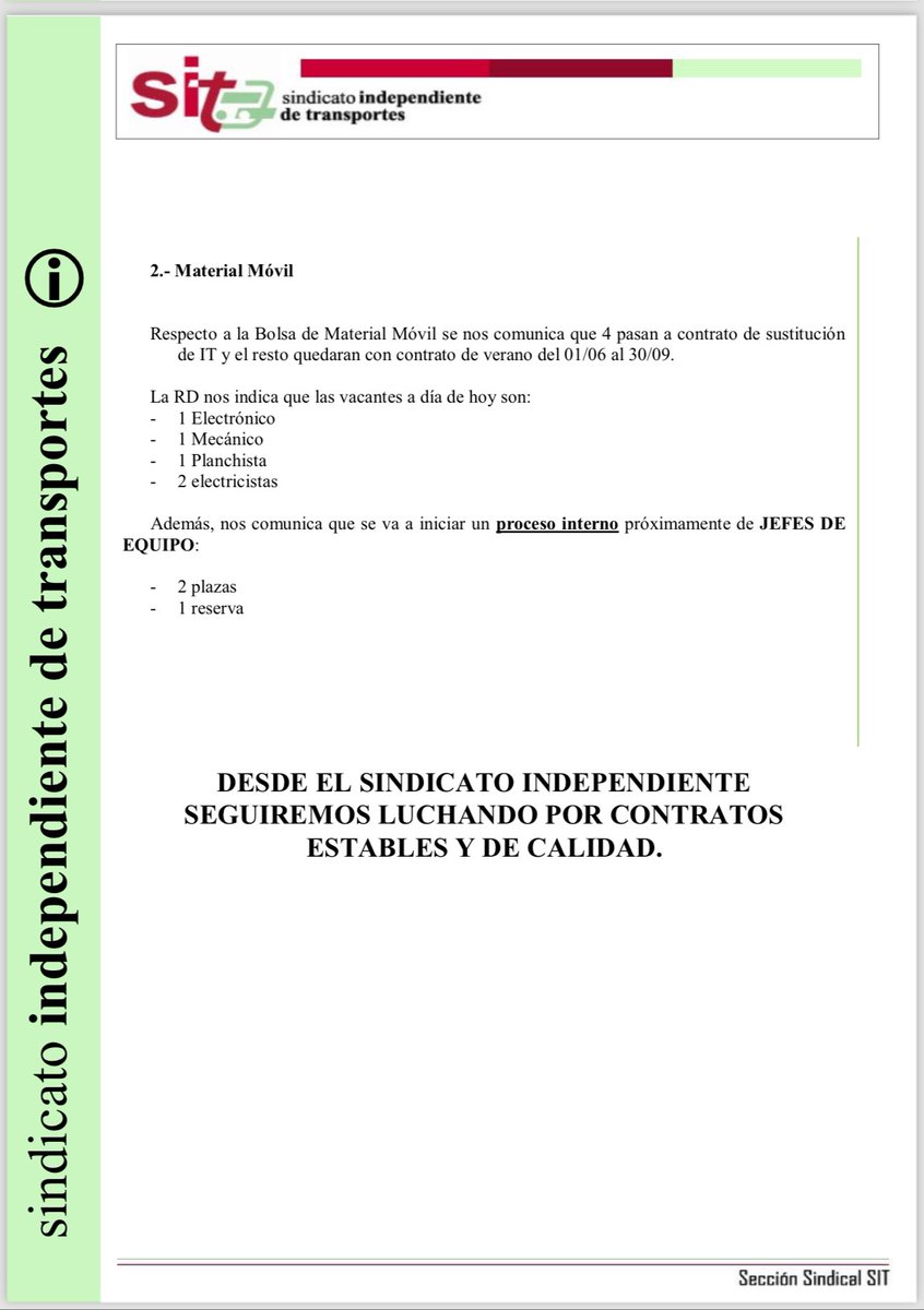 Comisión permanente. La dirección copia el modelo contractual de metro, volvemos a la precariedad. <a href="/laiabonetrull/">Laia Bonet</a>