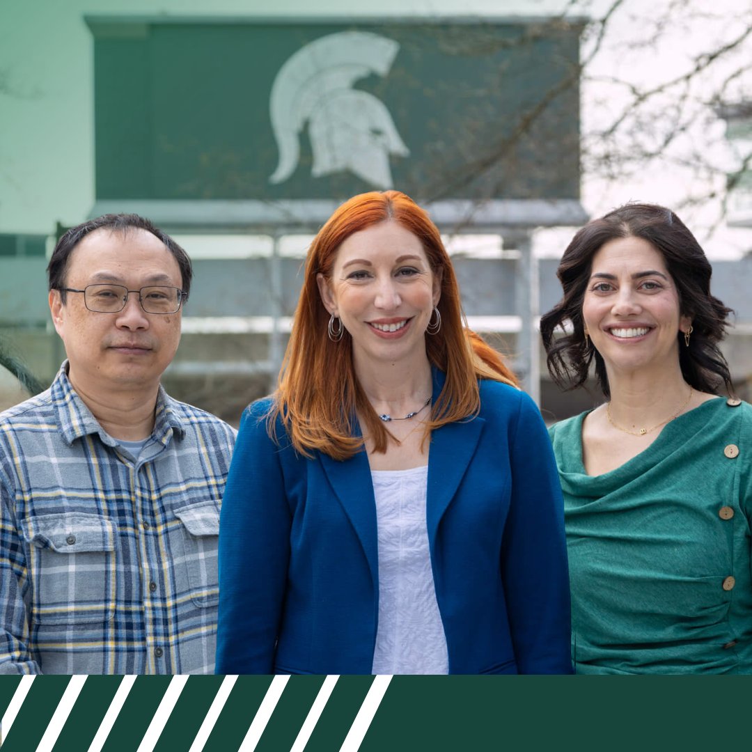 Shinhan Shiu, Gina Leinninger and Elise Zipkin (left to right) are the first faculty members of the @michiganstateu College of Natural Science to be awarded the title of Red Cedar Distinguished Professors. Congratulations Spartans! Read more: natsci.msu.edu/news/2024-04-e…