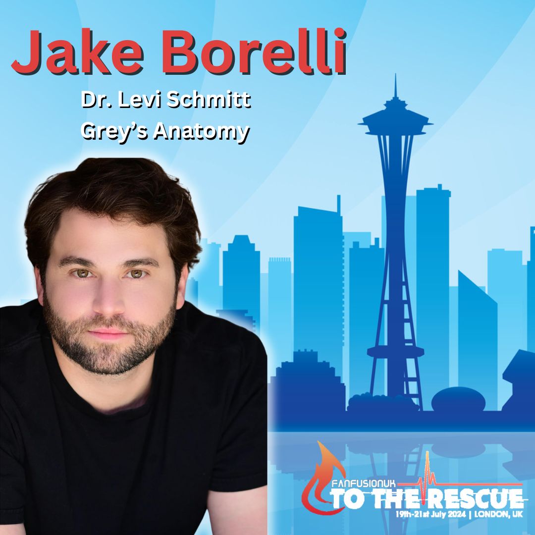 We are delighted to announce our next guest for #fanfusionuktotherescue is the wonderful #jakeborelli! We know you will all make Jake feel very welcome in London.  #greysanatomy