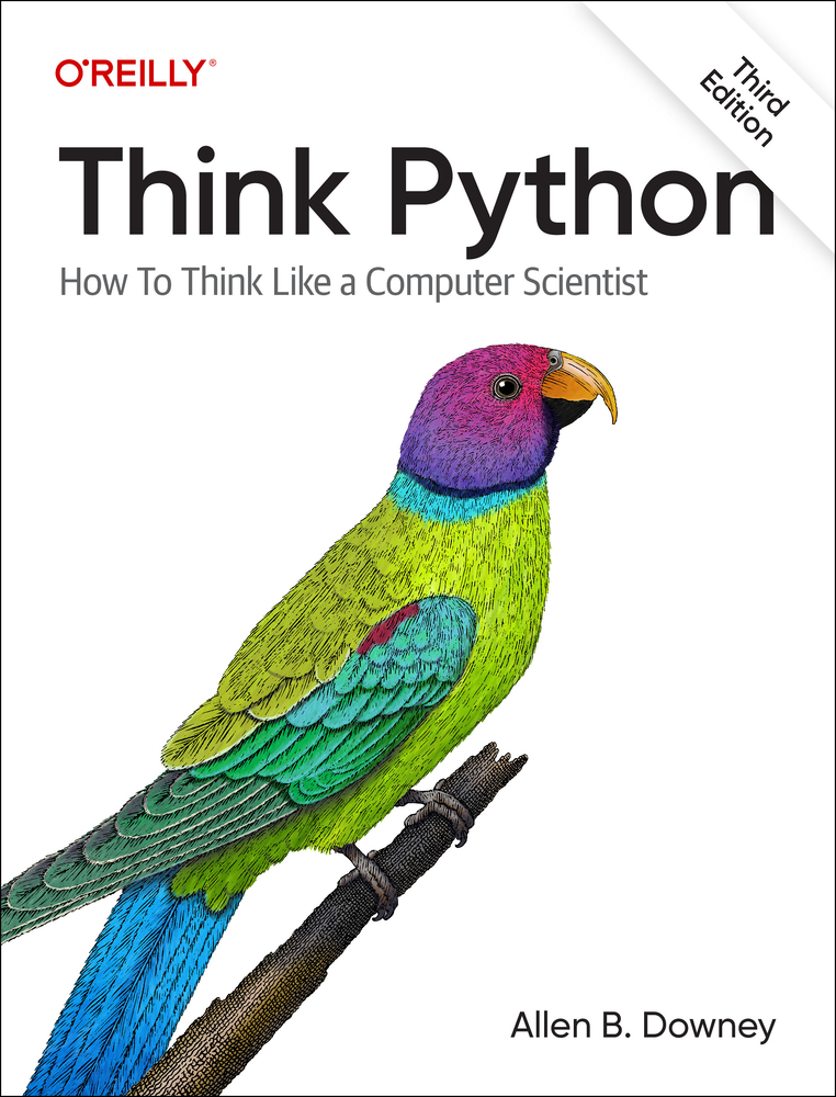 The 3rd Edition of Think Python is available now at allendowney.github.io/ThinkPython The print edition is available for preorder, expected to ship in June. What's new? Jupyter notebooks, turtle graphics, doctest, unittest, regular expressions, and a new, full color, parrot on the cover!