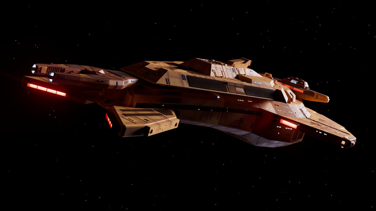 What do people think about the Keldon class? It only appeared in two or three DS9 episodes, and never at all during the Dominion War episodes. 🖖🖖

This is my version of it, based on my Galor class model.

#StarTrek #StarTrekDS9 #Cardassian #Keldon #cinema4d #redshift3d