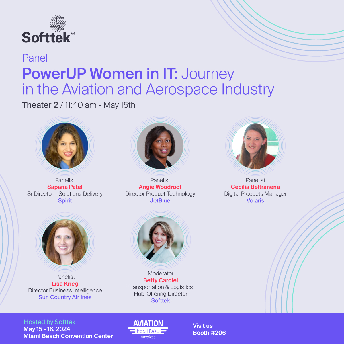 Attention all #aviation enthusiasts! ✈️ Join us this Wednesday at Aviation Festival Americas 2024 for the PowerUP Women IT Journey panel. Get more info 👉 bit.ly/3Wvs9mv #WomeninAviation #AviationTech