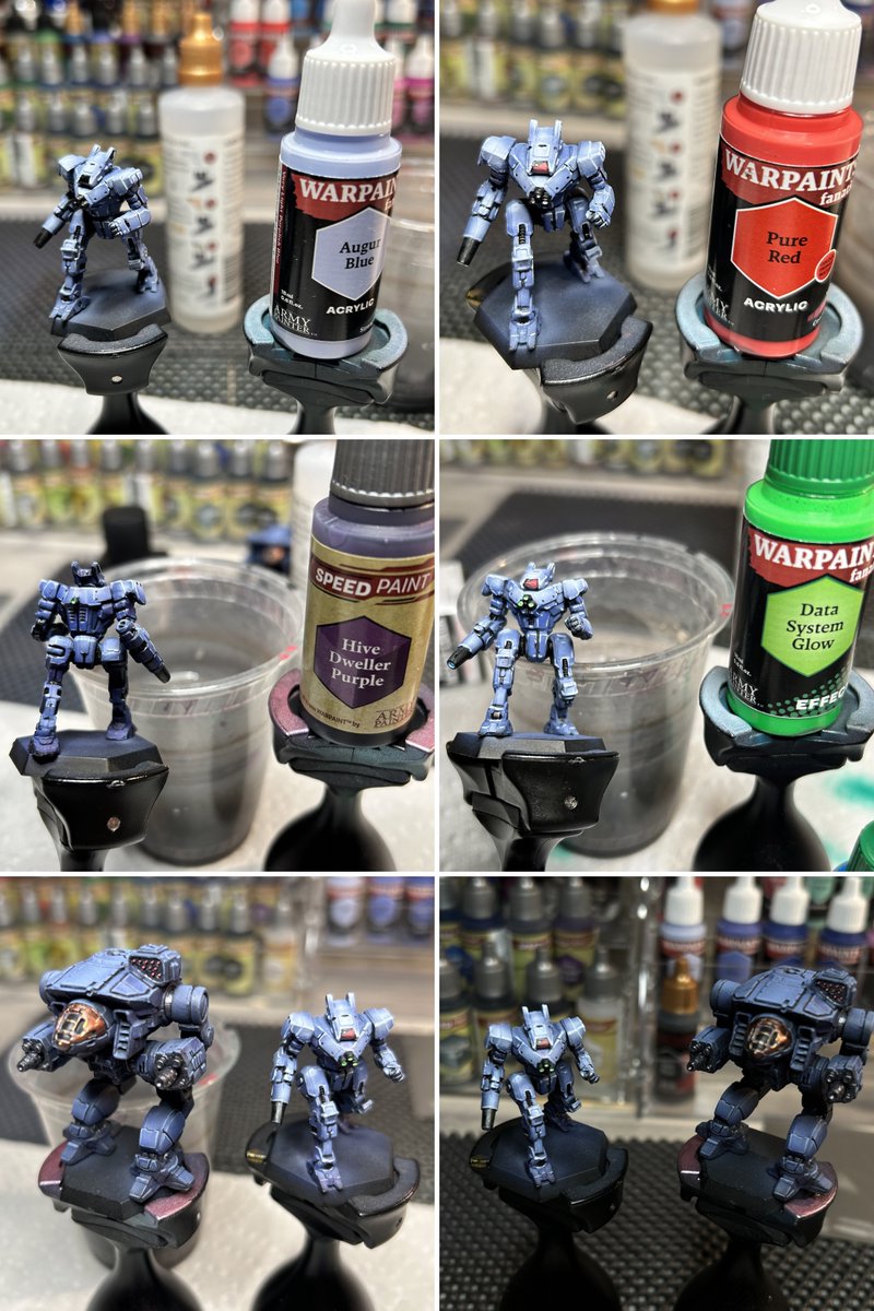 Quick paint test...

Old technique (learned from <a href="/redpianominis/">redpiano</a> on YouTube) using new <a href="/thearmypainter/">The Army Painter</a> Fanatic paints (refreshing my paint line), then comparing to a #BattleTech mini I painted last month. Triad system is good.