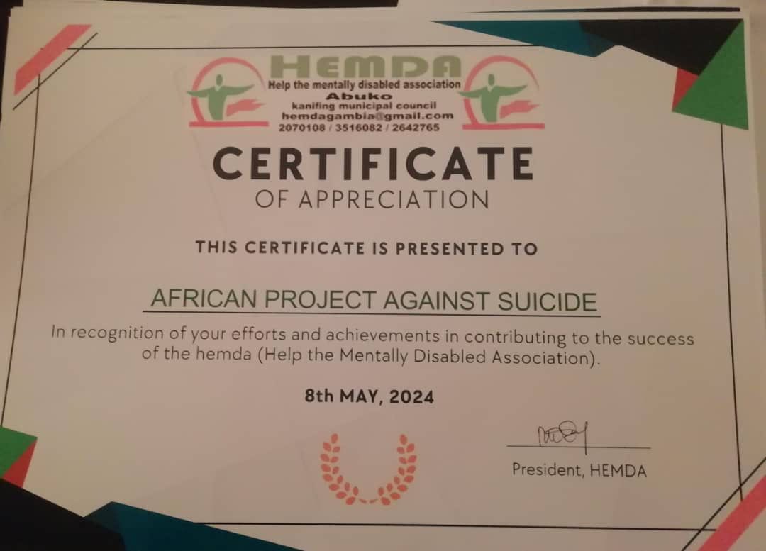 Africa Project Against Suicide Gambia tweet media