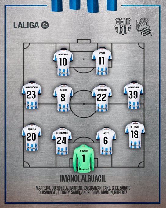 🏟️ Todo listo en Montjuic, ya tenemos onces 👉🏼 Barcelona - Real Sociedad ➡️ Jornada 35 en Primera División #BarcelonaRealSociedad 🎙️ Oli 🎧 @HelenaCondis 🎧 @joanbatllori 🦜 Minguella 🍀 @danisenabre 😈 López-Ufarte 📻 COPE 📲 APP 💻 cope.es 📺 Audio en