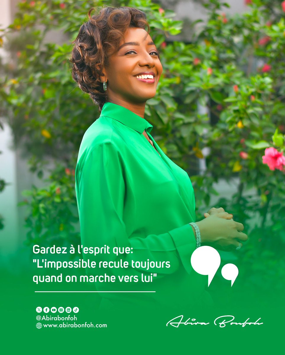 AbiraBonfoh's tweet image. L'impossible devient #possible dès lors que vous ignorez cette #limite quasi invisible que votre mental vous #impose. Avec #foi et #volonté, repoussez les limites de l'impossible.
"L'impossible recule toujours quand on marche vers lui"
#AntoineDeSaintExupéry
@AbiraBonfoh