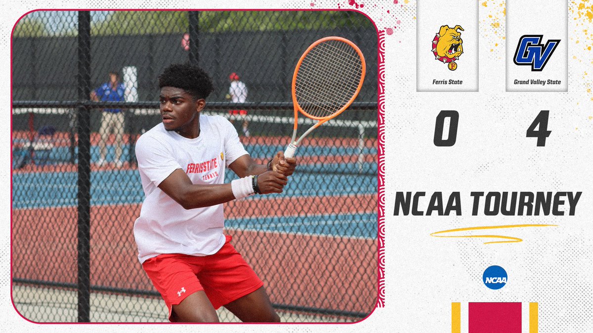 FINAL - Ferris State men's tennis falls to GVSU in the NCAA Midwest Regional Tourney by a 4-0 score. Five of the six singles matches went to third sets. The 'Dawgs close another championship year at 17-5 overall @ferris10scoach