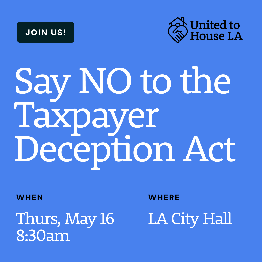 What's more important that a rally announcement to start the week? This week, join our coalition, @MayorOfLA, neighbors and allies and over 200 cities across the state in opposing the Taxpayer Deception Act. RSVP here and learn more: taxpayerdeceptionact.com/LosAngeles