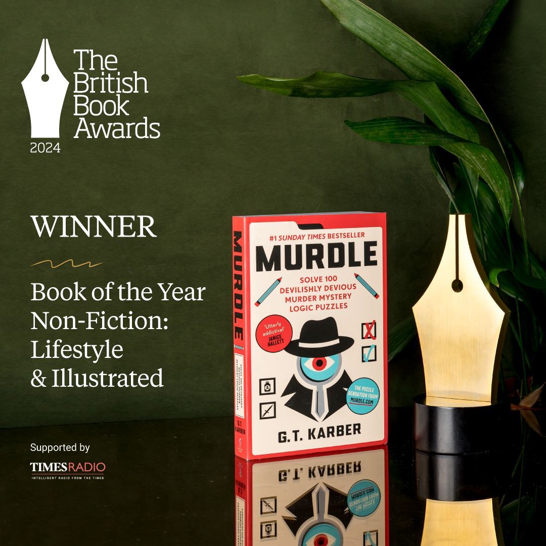 And the winner of Book of the Year: Non-Fiction Lifestyle & Illustrated (supported by @TimesRadio) is @gregkarber for MURDLE (@souvenirpress). Our judges agreed that Murdle has “reinvigorated” the market and created a new area of publishing. #Nibbies #BritishBookAwards