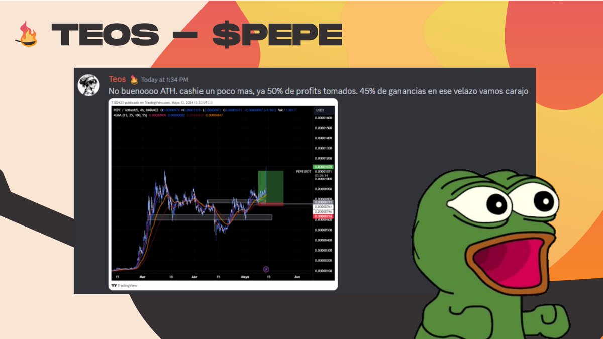 🐸 $PEPE en máximos históricos y en La Cocina se supo comprar la sangre. Excelente trabajo de la mano de <a href="/Teoss__/">Teos</a>.
