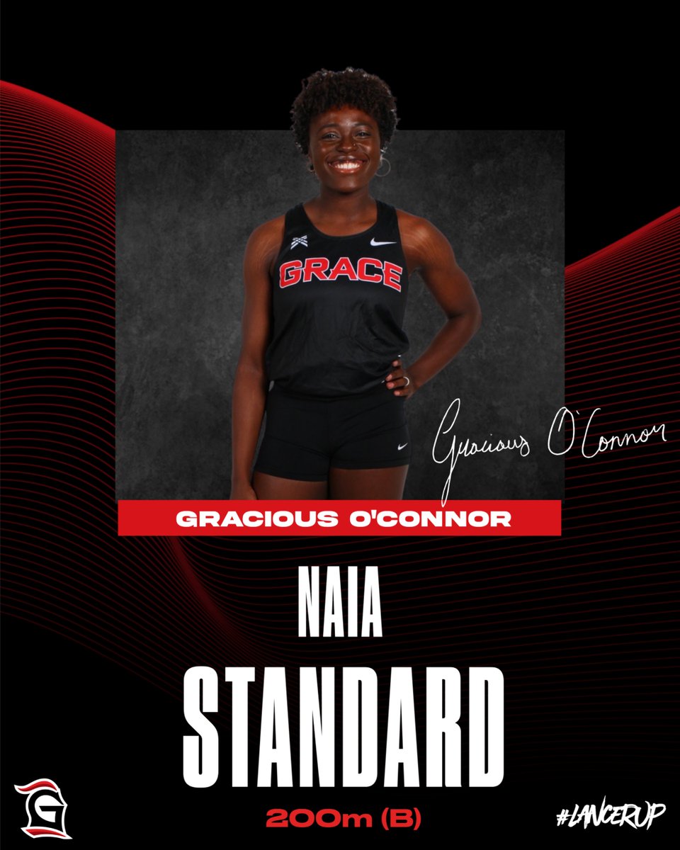 This past weekend Gracious O'Connnor hit the NAIA 'B' qualifying national standard in the 200m as she ran to an All-American 2nd place finish! #MakeHIMKnown #LancerUp