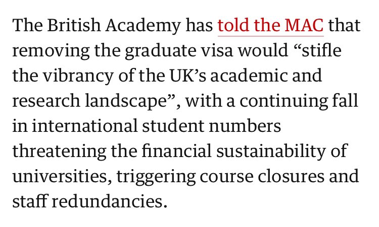 Coverage in @guardian of our letter to the Migration Advisory Committee ahead of their report tomorrow theguardian.com/education/arti…