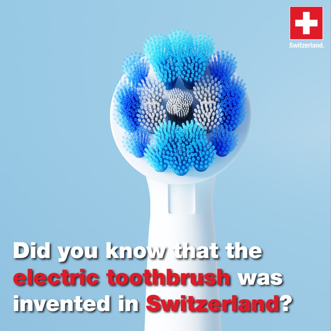 A Swiss invention that will make you smile! 😁🇨🇭The electric toothbrush 'broxodent' was invented by Dr. Philippe-Guy Woog in 1954 🦷🪥