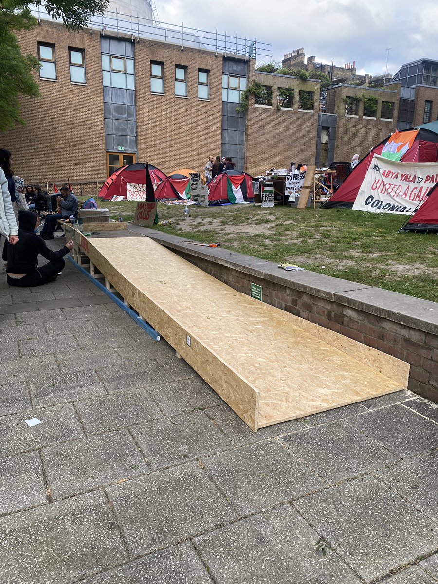 In solidarity with SOAS Liberated Zone today we supported building & installation of wheelchair ramp making the space more accessible for disabled activists there. There’s no liberation worth the name without the liberation of disabled people. Or without the Palestinian people