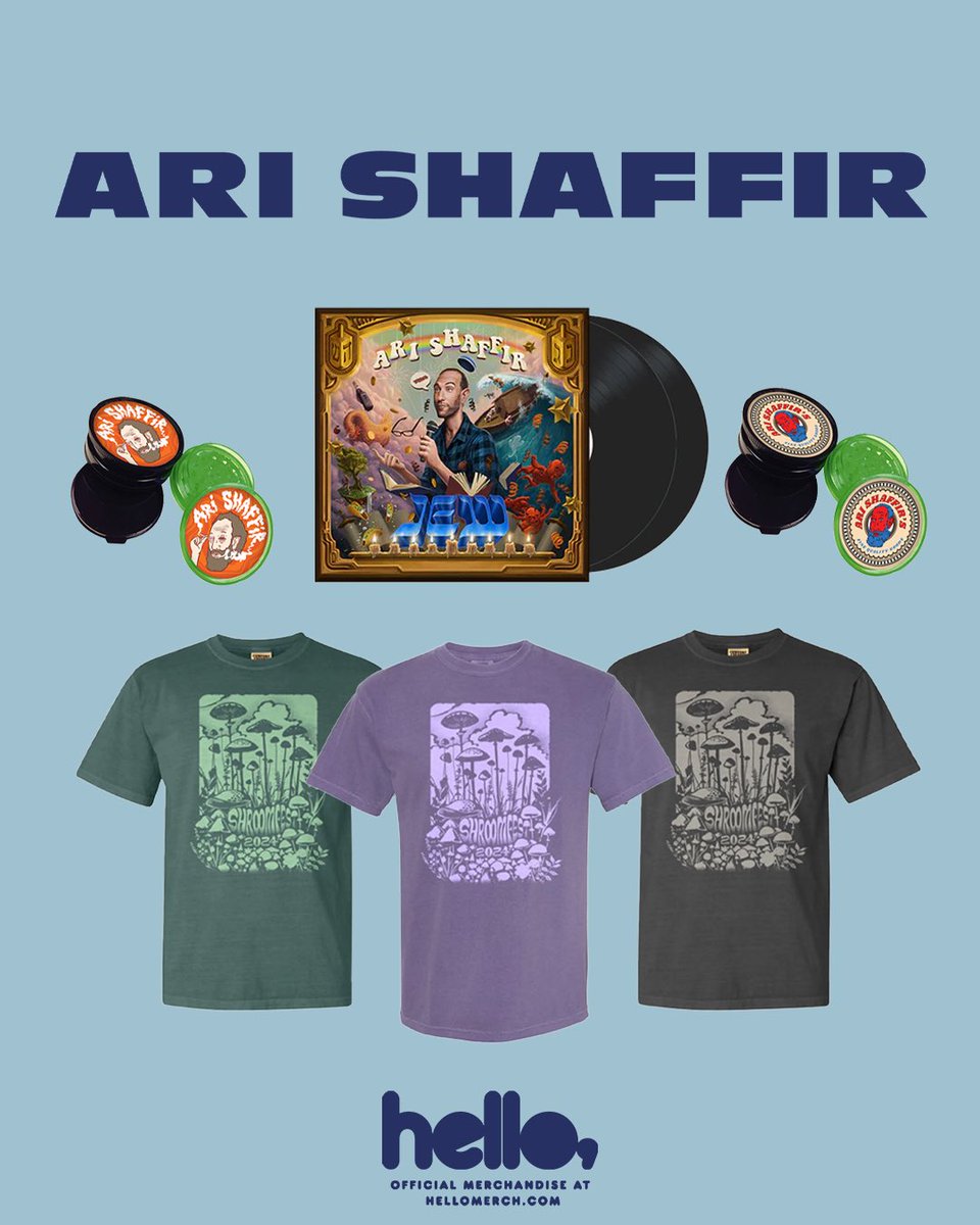 New goodies from Ari Shaffir are available for pre-order! 🍄 hellomerch.com/collections/ar…