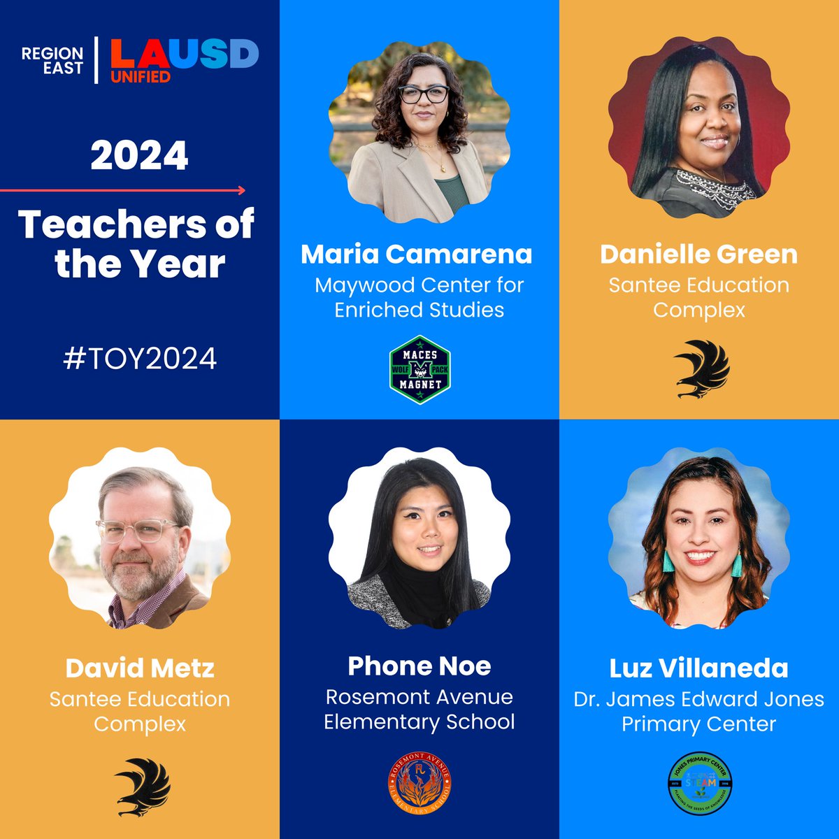 🎉 Congratulations to @LASchools 2024 Teachers of the Year, especially our 5 incredible educators in Region East! Thank you for your commitment to our students and for nurturing the next generation of leaders.