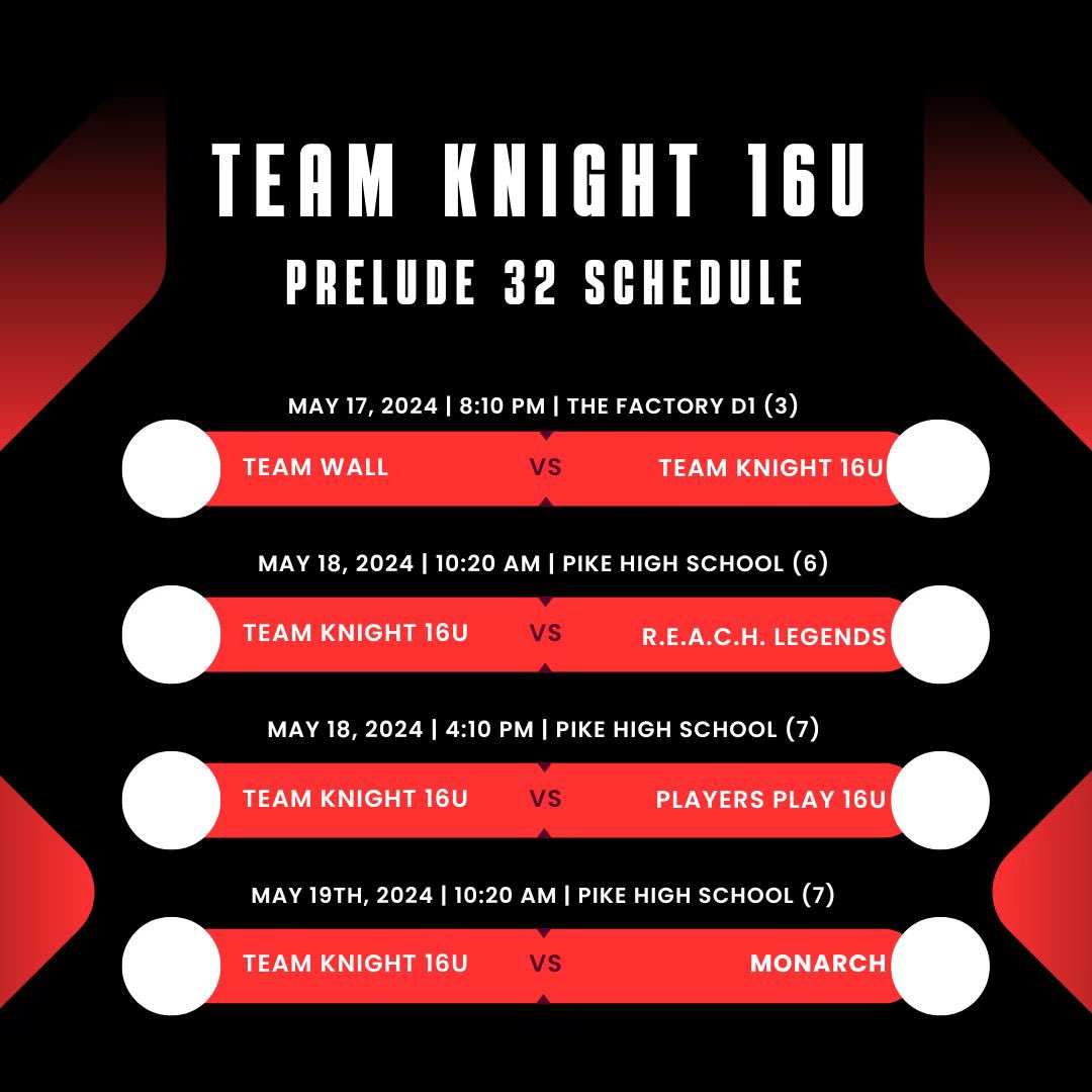 16u Schedule @Prelude_league