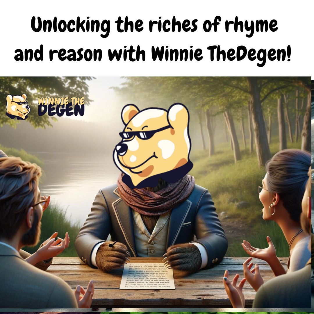 Crafting lines that last, #WinnieTheDegen's poetry packs a profitable punch! Get your fill of finance and finesse. 📈📜 
$Winnie #Meme #PoetProfit #MemeCoin #VerseVoyage #CryptoCulture