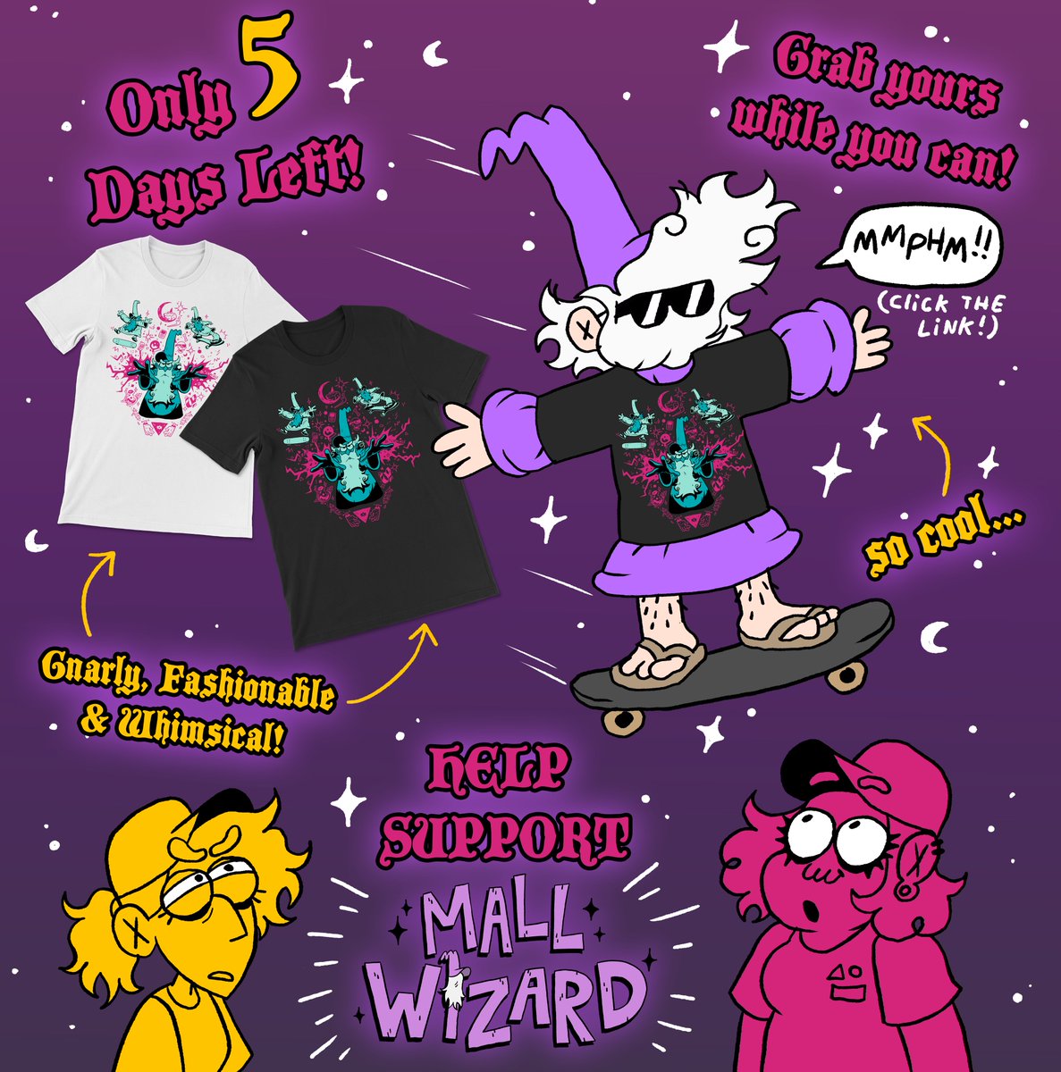 Only 5 days left to grab your very own Mall Wizard T-Shirt!
👉 rawpaw.ink/collections/dr…
In all seriousness, thank you so much to everyone who's bought a shirt so far, It massively helps support the show! 💕✨
#mallwizard #indieanimation