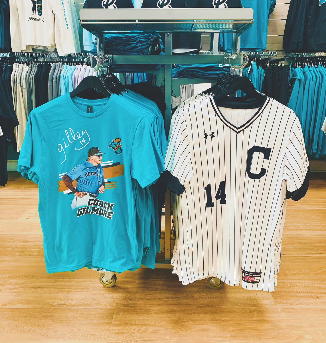 If you missed the chance to obtain Gilley merchandise that was sold on Saturday, THERE IS STILL TIME! Shop Teal Nation in Conway will have you covered 😎👍🏻 #ccusoon #changsup