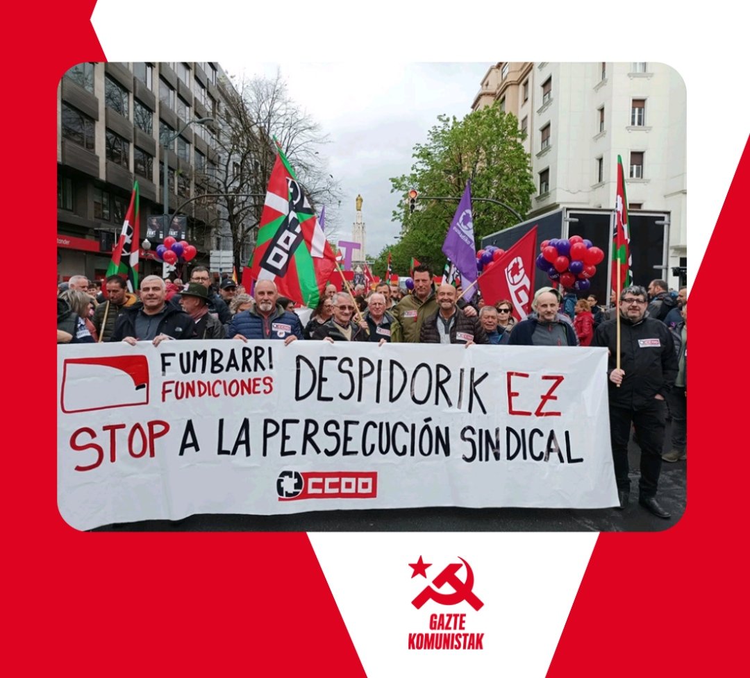 Desde Gazte komunistak condenamos los despidos y la represión sindical en Fumbarri. ¡¡Ánimo compañeros !!🛠️✊🏼 @CCOOindustria @CCOOeuskadi @GazteakCcoo