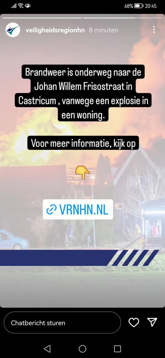 Explosie in woning. Johan Willem Frisostrast Castricum vrnhn.nl/actueel <a href="/vrnhn/">Veiligheidsregio NHN</a> start berichtgeving