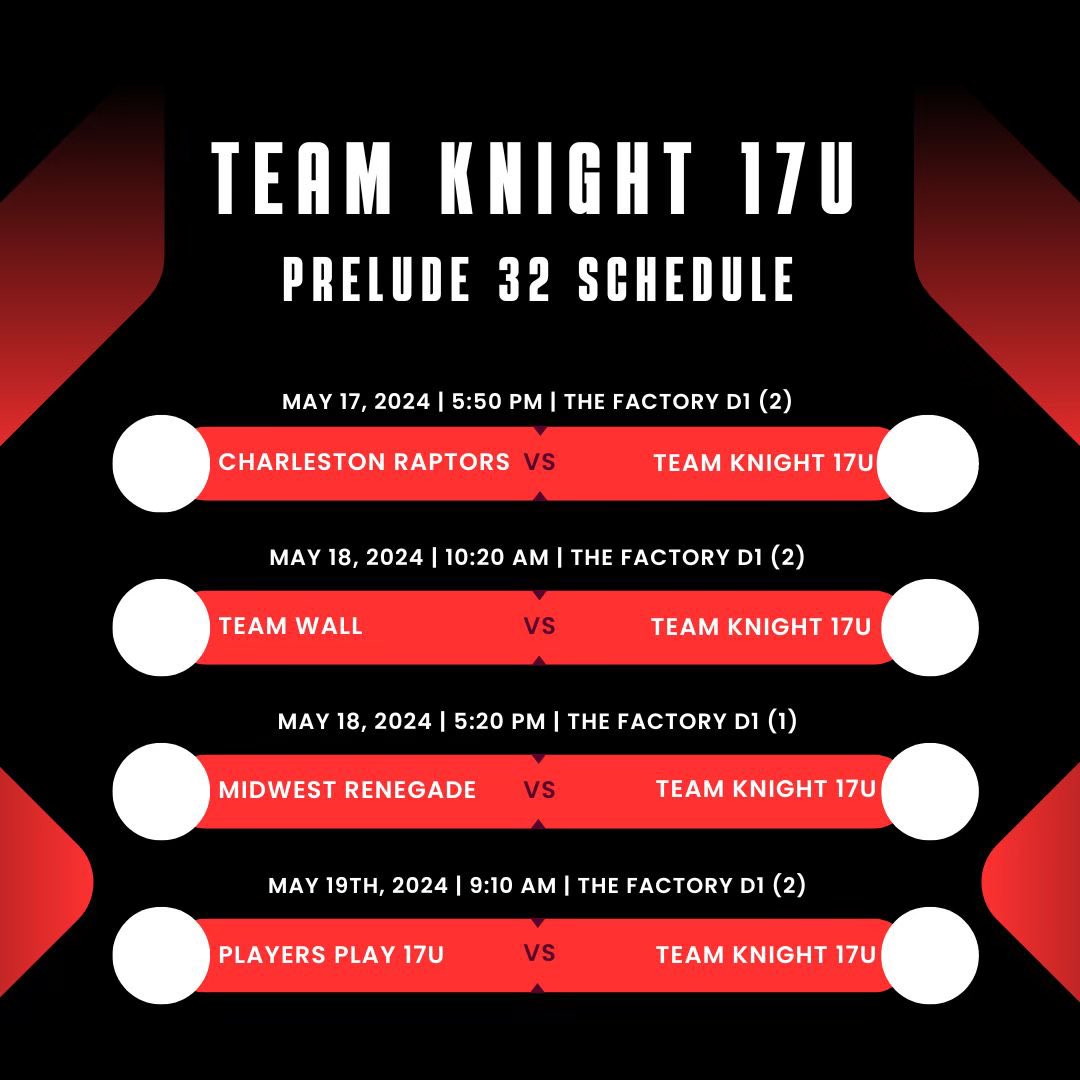 TeamGoldCoast's tweet photo. 17u Schedule @Prelude_league https://t.co/cK1ja2zDh7