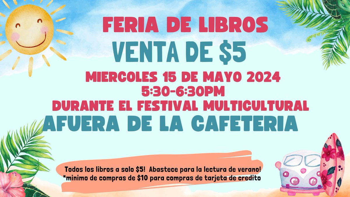 Beat the summer slide at our summer stock up book fair! All books will be $5 even! Stop by the fair outside of the cafeteria on 5/15/24. (*$10 min purchase for credit card payments) @holmquistes #hummingbirdsfly #hummingbirdsread #happytobeahummingbird @alief_libraries