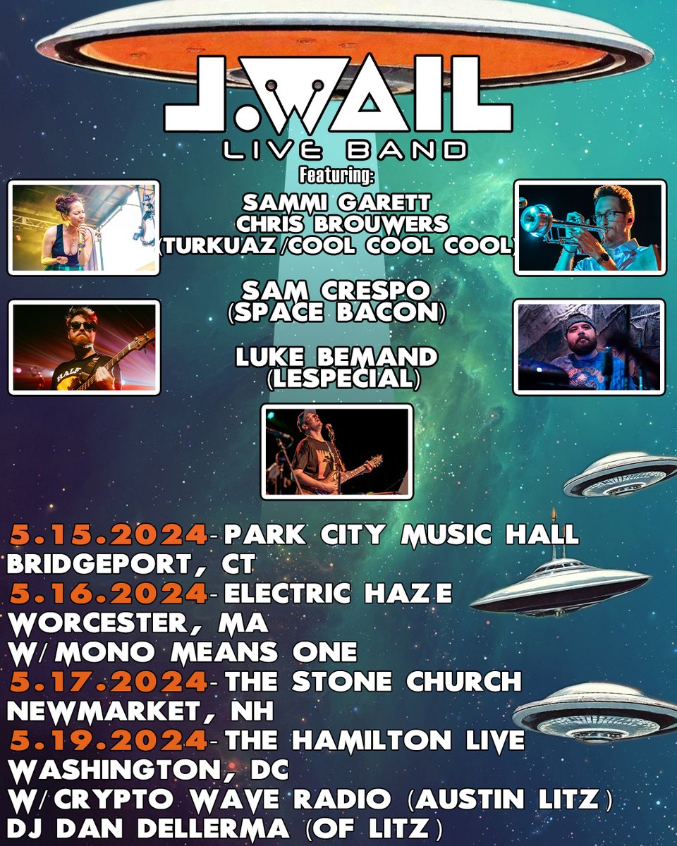 This week we have a wild 4 nights of music and a doggone good time in store for you! J.WAIL Live Band ft/ special guests Sammi Garett, Chris Brouwers, Luke Bemand, Sam Crespo, &amp; Scott Hannay.

Tour dates below and Tix Avail on jwail.com