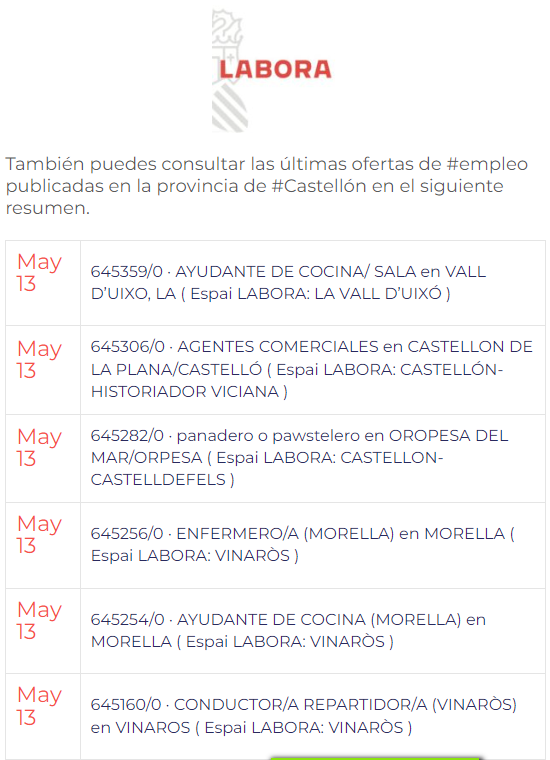 🏬13/05/2024 👩‍🦳🧑🖱 Pulsa en el enlace↘️ buff.ly/3QpPGBo 👩‍🦳🧑 consulta las nuevas #ofertasdeempleo📜 de #PuntLabora en #Castellón y mas novedades en el portal📲#APdCS 👀