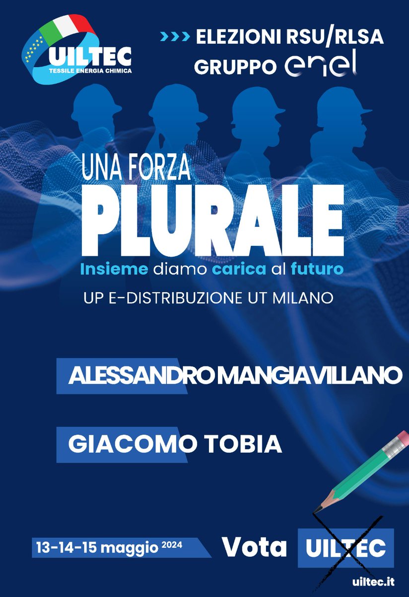 UilMilanoLombar's tweet photo. Enel: Elezioni delle RSU/RLSA in Lombardia. Vota Uiltec!

@UILofficial @UILTECNAZIONALE @VincenzoCesare2 @Vizza1972 https://t.co/yIV2IHR3zr