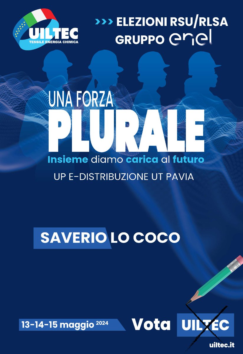 Uil Milano Lombardia (@uilmilanolombar) on Twitter photo Enel: Elezioni delle RSU/RLSA in Lombardia. Vota Uiltec!
<a href="/UILofficial/">Uil Nazionale</a> <a href="/UILTECNAZIONALE/">UILTEC</a> <a href="/VincenzoCesare2/">Vincenzo Cesare</a> <a href="/Vizza1972/">Enrico Vizza</a> Enel: Elezioni delle RSU/RLSA in Lombardia. Vota Uiltec!
<a href="/UILofficial/">Uil Nazionale</a> <a href="/UILTECNAZIONALE/">UILTEC</a> <a href="/VincenzoCesare2/">Vincenzo Cesare</a> <a href="/Vizza1972/">Enrico Vizza</a>