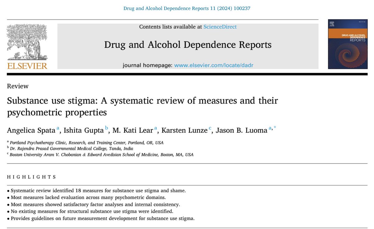 DrugAlcReports's tweet photo. @jasonluoma Are we measuring #SubstanceUseStigma accurately? Our recent paper evaluates the tools used to measure stigma and their reliability. Essential reading for researchers and practitioners! Full details: https://t.co/obAZKzeIa7  #PsychologyResearch https://t.co/0aRxVAa1aG