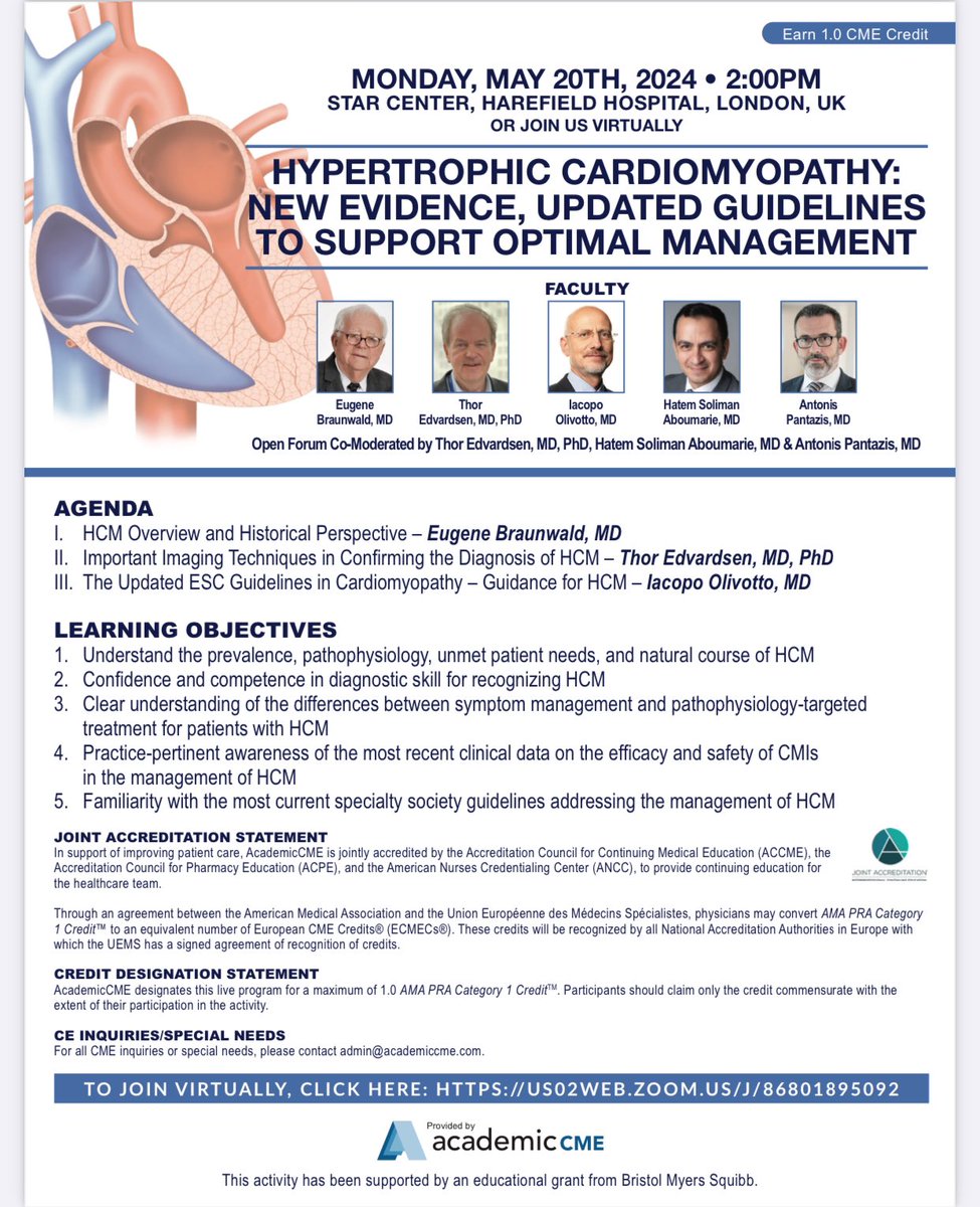 EchoSoliman's tweet photo. Join us for this open forum hybrid discussion on diagnosis and management of hypertrophic cardiomyopathies in both perioperative and long-term settings

#MedEd #FOMed with 
Antonis Pantazis 
@ThorEdvardsen 
Eugene Braunwald 
@IacopoOlivotto 

#echofirst https://t.co/C7jSuaCNa2