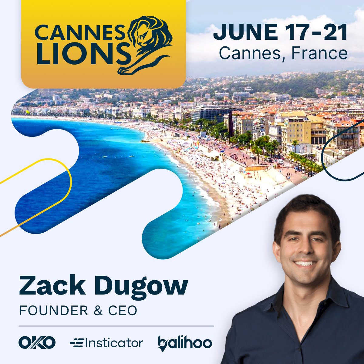 Cannes you dig it?

Founder & CEO Zack Dugow is attending the International Festival of Creativity on June 17–21 in beautiful Cannes, France. If you'll be there too, contact Zack to meet up!

#Insticator #Hashtag2 #CannesLions #CannesLionsFestival