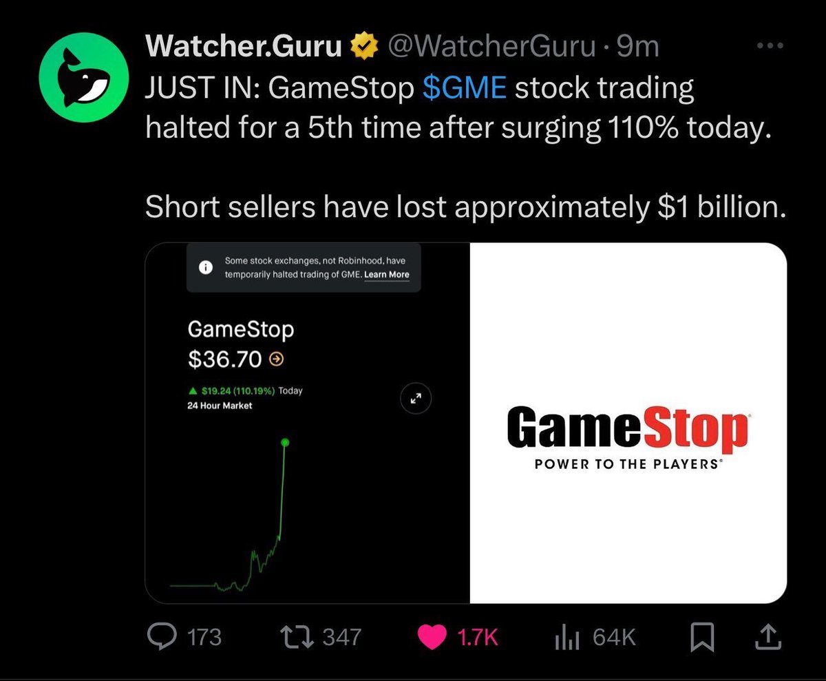I wonder how @benmezrich feels right about now. He's probably having a Pina Colada moment and wondering 'Why in the name of fck would anyone short $GME after the last time this happened?'