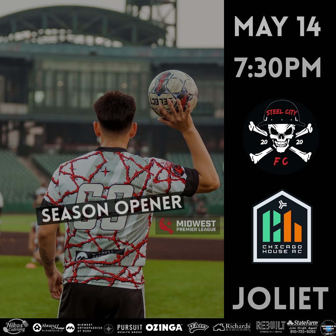 🚨Tomorrow The season opener for our First Division campaign has arrived. The @JolietSlammers had a winning opening weekend at Duly Health and Care Field, and we're amped to do the same! ⚔️Midwest Premier League 🗓️May 14 🕣7:30pm 🆚Chicago House AC 🏟️Duly Health and Care Field…