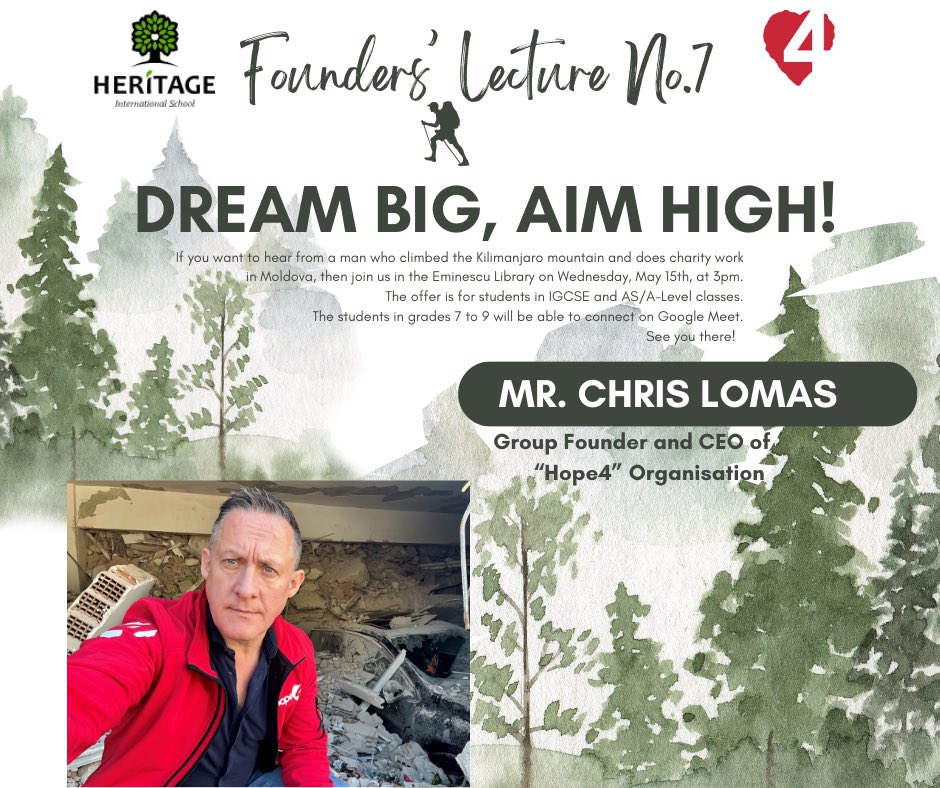 his_global's tweet photo. We are happy to announce our FL 7 guest speaker of this year - Mr Chris Lomas, from #Hope4♥️ - on May 15th. Mr Lomas will be sharing his academic and career journey, inspiring our learners to dare dream &amp; achieve!😁
Our IGCSE &amp; A Level students available - come to HIS library! https://t.co/xtjmN3WlBM