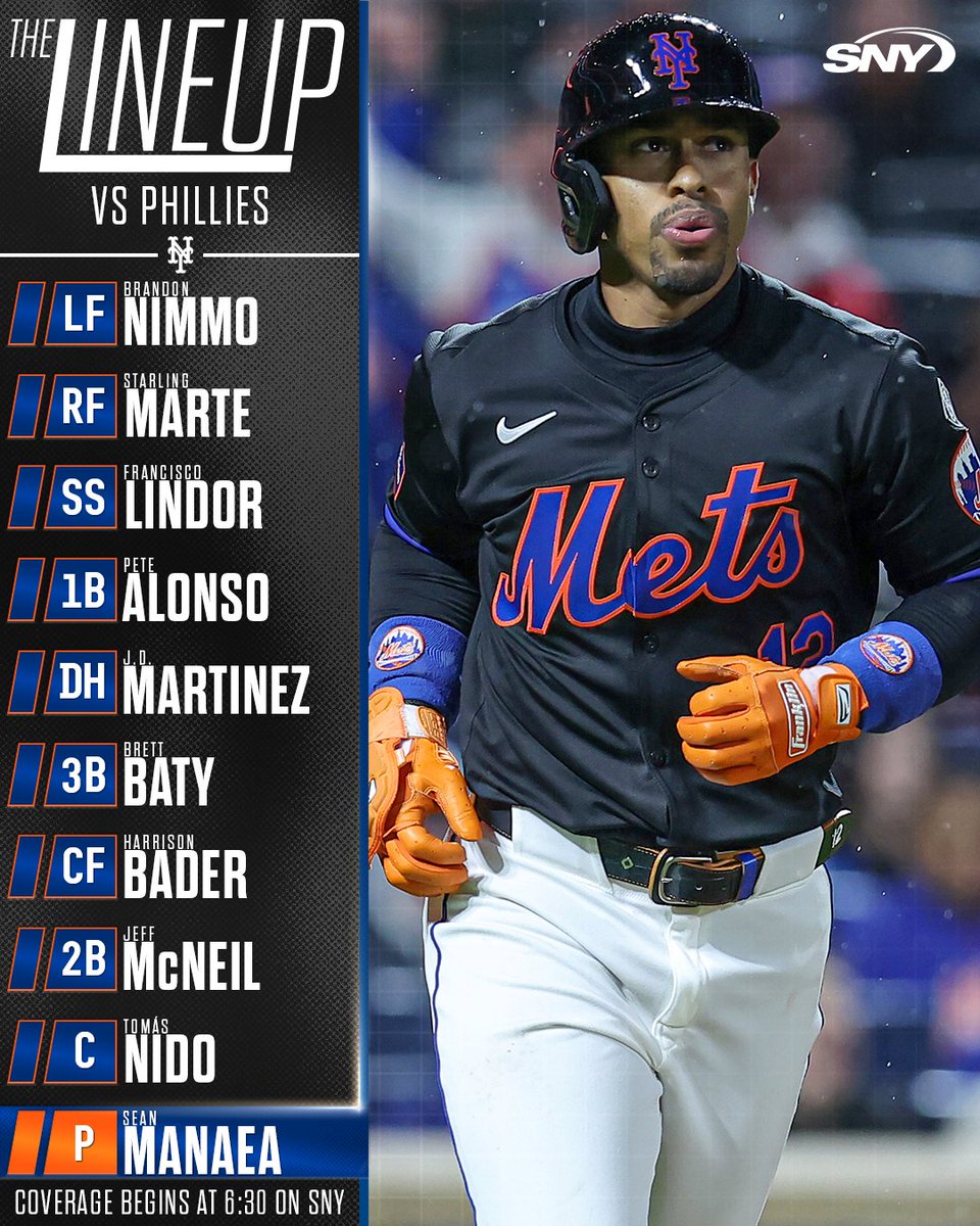 New series with the Phillies on deck. ⏰: 7:10 p.m. 📺: SNY 📱: The SNY App presented by @FanaticsBook