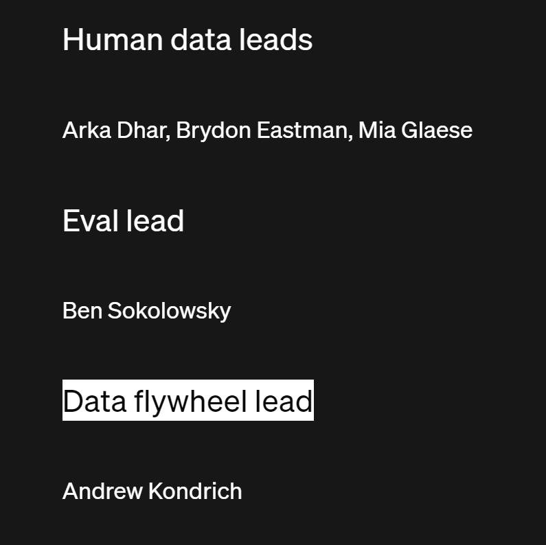 It's fascinating to see how OpenAI decomposes complicated tasks by examining the author list. 👀

As the field matures, most of the work is focused on building large systems and ensuring they work together seamlessly.

openai.com/gpt-4o-contrib…