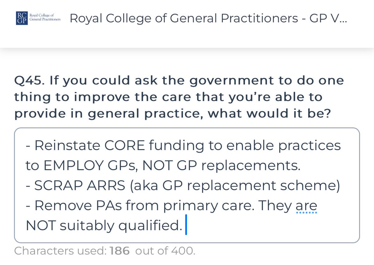 Just filled in my 2024 RCGP GP Voice Survey 📧 ⬇️⬇️ Just hope someone listens. Honestly feel like giving up sometimes…