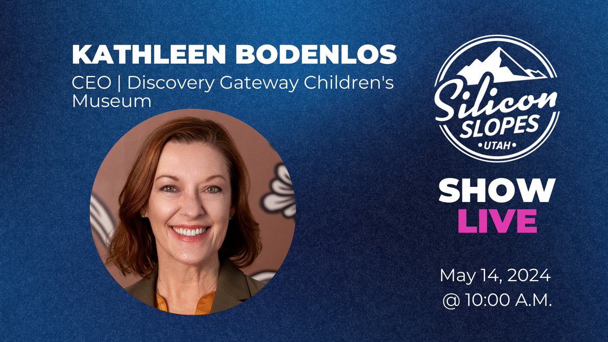 Tomorrow, Kathleen Bodenlos, CEO of Discovery Gateway Children’s Museum, will be joining Garrett and Clint on the Silicon Slopes Show Live. Tune in at 10:00 A.M. on LinkedIn, Twitter (X), or the Silicon Slopes app. More info here: slopes.live/3OqSTzE
