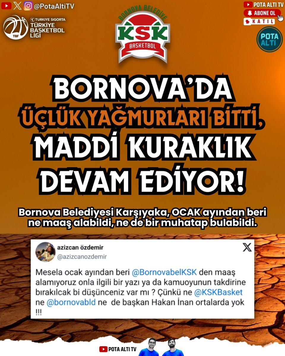 ❌ Bornova Belediyesi Karşıyaka'da üçlük yağmurları bitti, maddi kuraklık devam ediyor!

#TBL