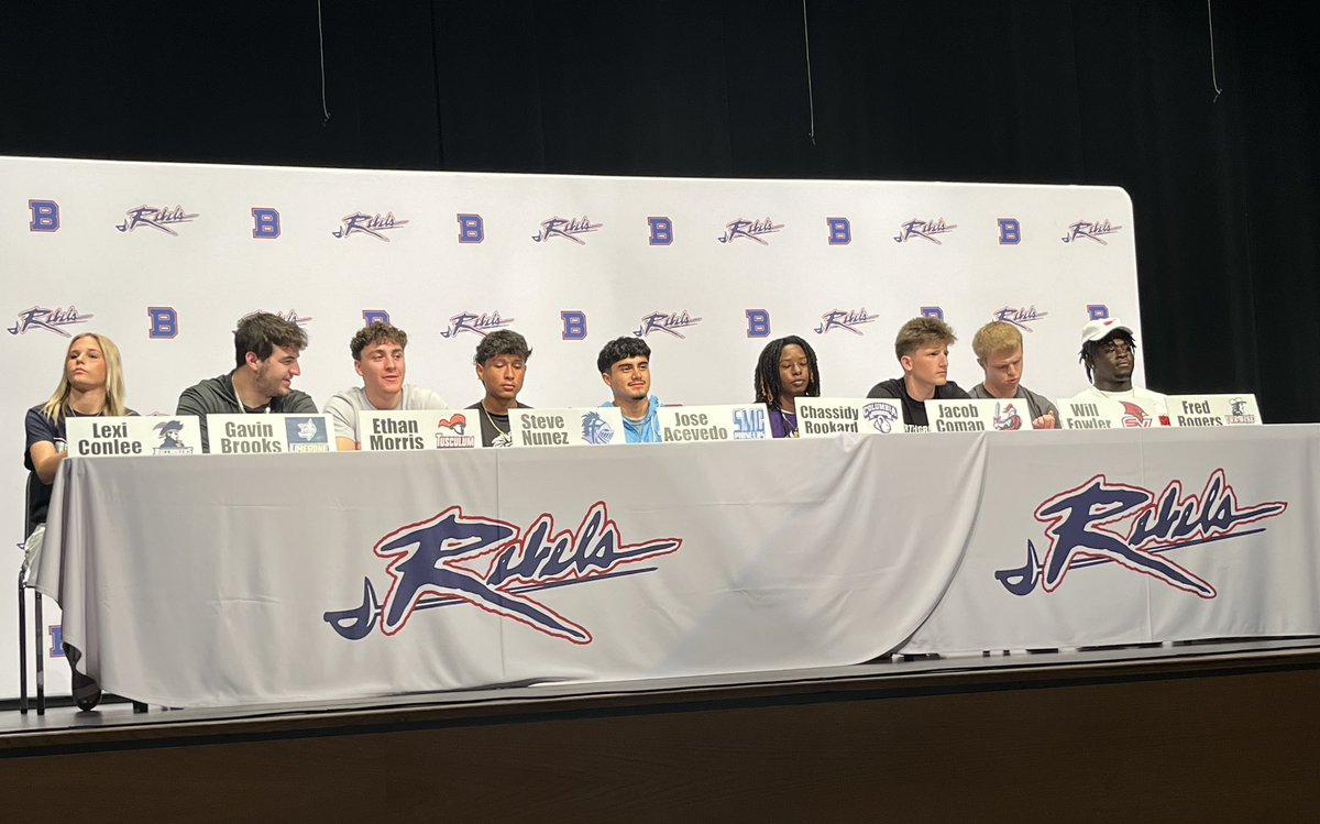 Congrats to today’s Byrnes signees!

📣Lexi Conlee - CSU
🏈<a href="/Gavinbrooks088/">Gavin brooks</a> - Limestone
🏈<a href="/emorris2024/">Ethan Morris</a> - Tusculum
⚽️Steve Nunez - SWU
⚽️Jose Acevedo - SMC
⚽️<a href="/jacob_coman/">Jacob Coman</a> - NGU
🏀<a href="/itss_chat/">Chassidy Rookard</a> - Columbia College
🏀<a href="/10WillFowler/">Will Fowler</a> - Saginaw Valley State
🏈<a href="/fredupnext1/">Fred Rogers Jr</a> - UVA Wise