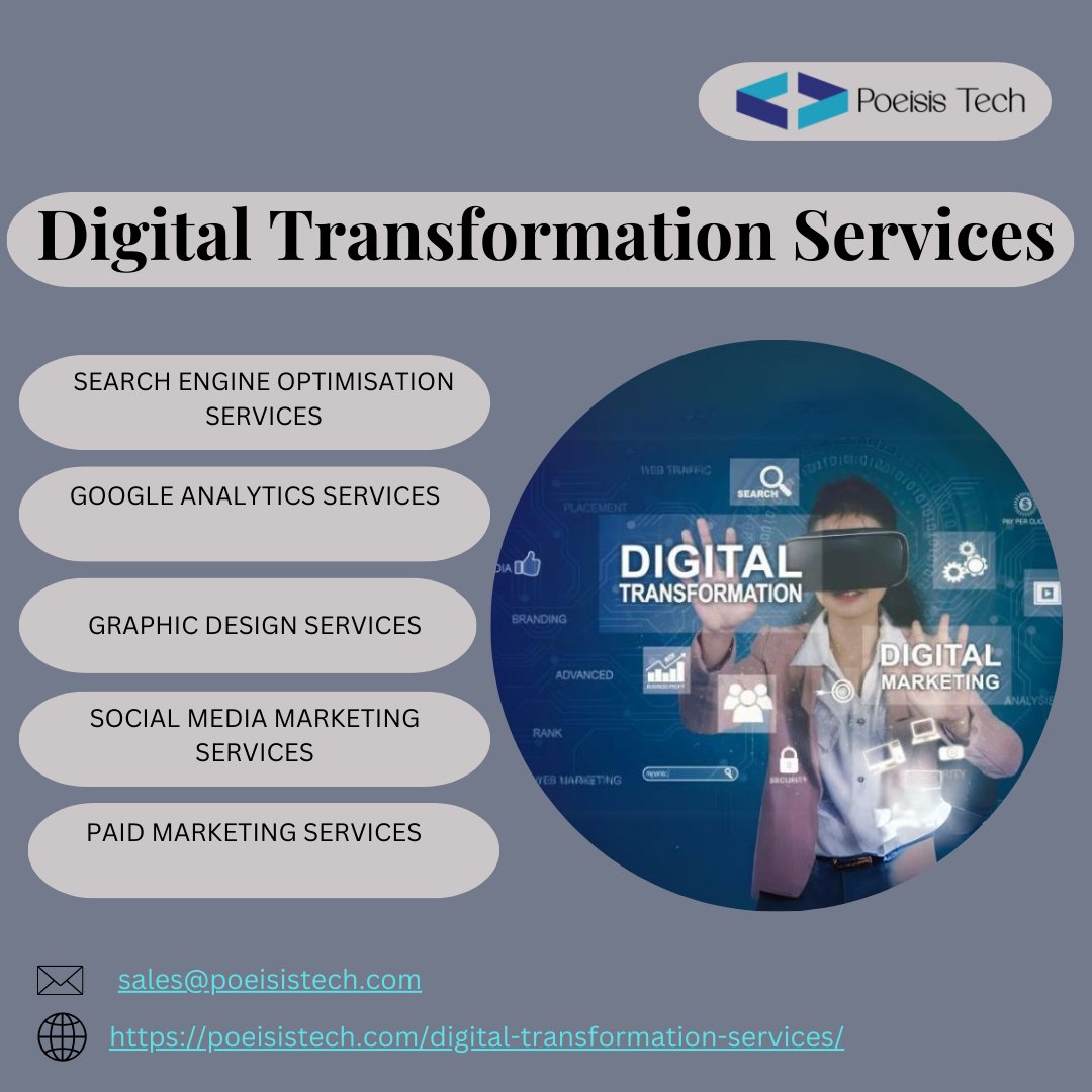 PoeisisTech's tweet image. "Unlock your business's full potential with PoeisisTech's cutting-edge digital transformation services. Elevate, innovate, and thrive in the digital age."
🌐-poeisistech.com/digital-transf…
#digitaltransformation #digitalmarketing #poeisistech #analytics #ecommerce