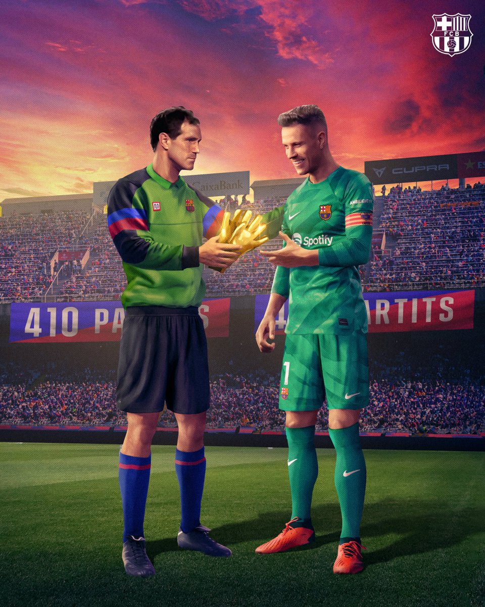 🚨 MILESTONE! Marc ter Stegen ties Andoni Zubizarreta with 410 appearances, the second most in Barça history among goalkeepers, behind only Víctor Valdés! 🧤🧤🧤 #BarçaRealSociedad